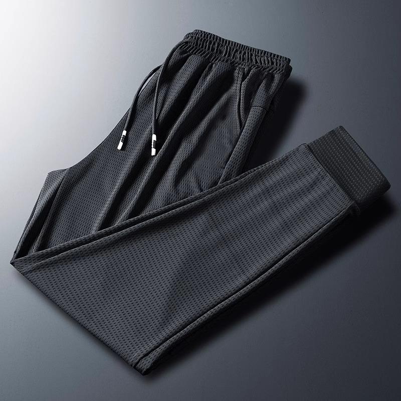 Men's Summer Ice Silk Quick-Dry Breathable Pants with Cuffs for Running and Casual Wear