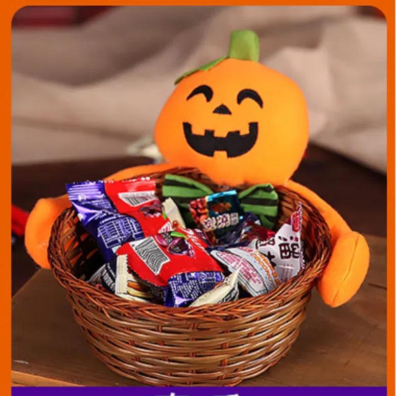 Halloween Storage Woven Basket Creative Halloween Decoration Perfect for Children's Parties Kindergartens Pumpkin Candy Buffets