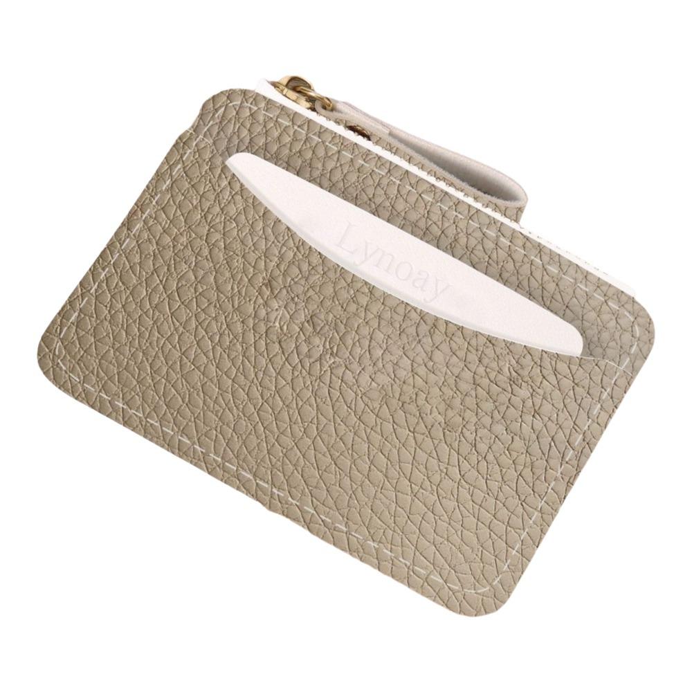 

New PU Leather Credit Card Holder Water-resistant Multiple Card Slots Zipper Wallet Lightweight Small Coin Purse for Women Girls хакі