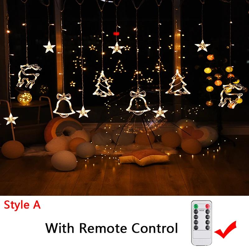 Christmas Decor String Garland Curtain Light LED for Wedding Home Christmas Tree Ornament 2024 Navidad Xmas Gift 2025 New Year