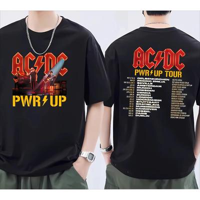 Pwr Up World Tour Koszulka dwustronna Odzież szyta na miarę przez celebrytów Koszulki graficzne Moda uliczna Krótki rękaw
