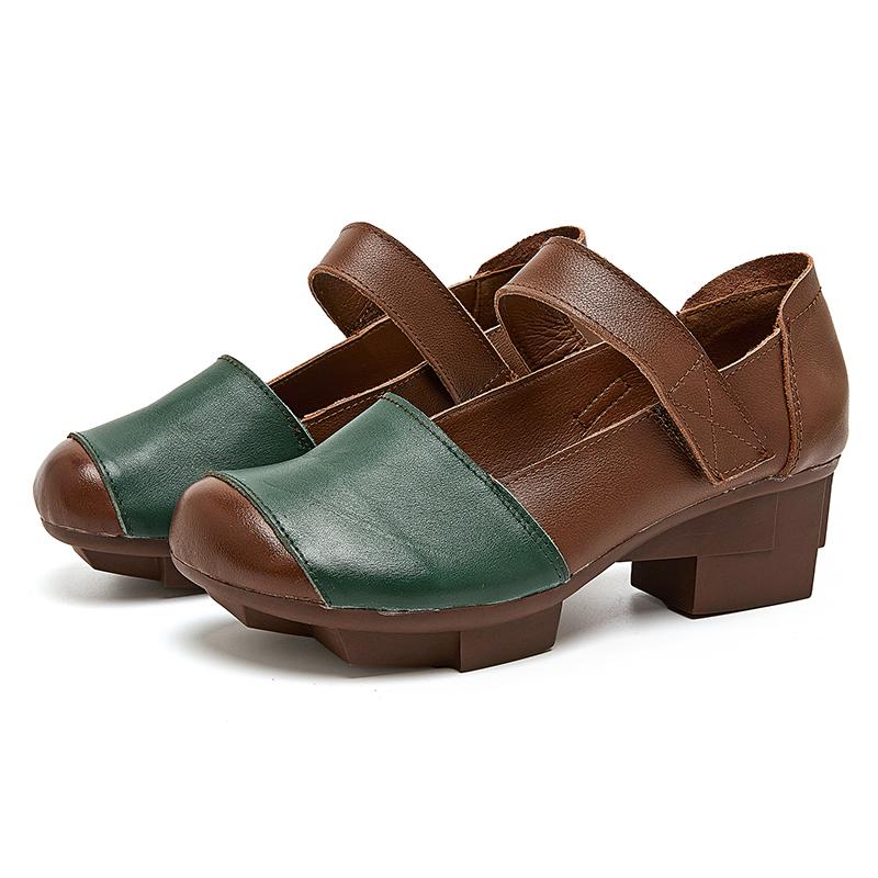 

Модная женская обувь GKTINOO в стиле ретро на толстом каблуке, туфли-лоферы Мэри Джейн на застежке-липучке, роскошные туфли-лодочки 5 см, сшитые из натуральной кожи, квадратный каблук, одинарная обувь 35