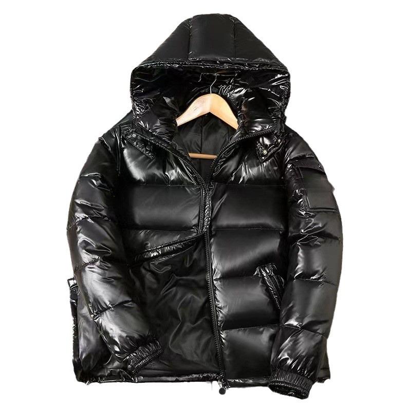 2024 Winter Korean Style Couple's Shiny Hooded Men's Jacket