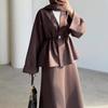 Cross-border Europe, America, Amazon  Autumn New Women's Clothing Fashion Temperament Button Waist Top Skirt