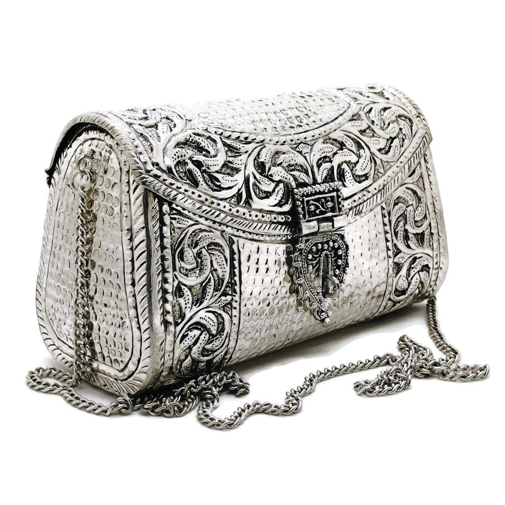 Women Gift Bridal Bag Brass Metal Clutch Sling Bag Indian Ethnic Antique Clutch