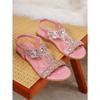 New Cross-border Rhinestone Flower Art Retro Fairy Style Versatile Flat Sandals Women's Shoes