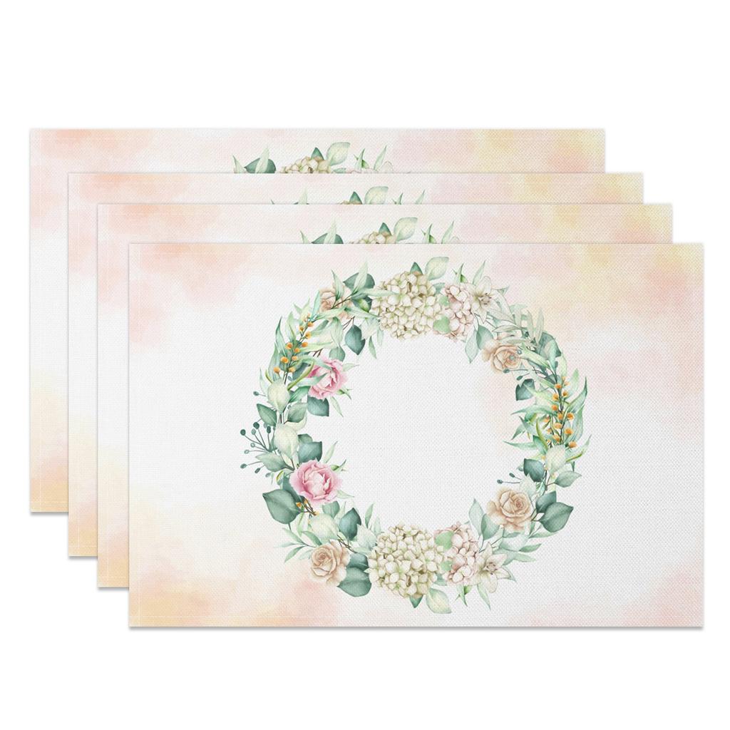 Botanische Florale Platzsets Grüne Blätter Blumen Design Naturinspiriertes Tischset für Esstisch Küche Party Waschbar Umweltfreundlich