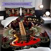 1PC Music, Guitar Theme Bedding Quilt Set Quilt Cover Pillowcase Home Decoration Birthday Gift (1 * Duvet Cover + 2 * Pillowcase, Without Core)