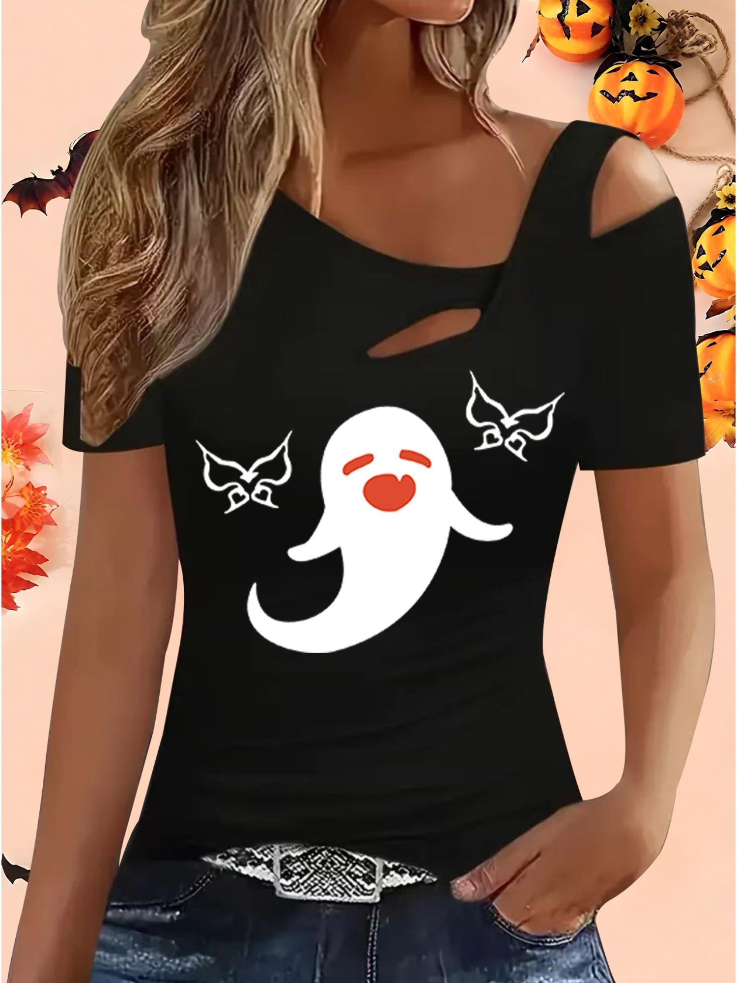 

Женские Свободные Топы Блузки Рубашки Подарок на Хэллоуин и Рождество S чёрный