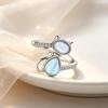 Moonstone Inlaid Lucky Cat Ring - Cute & Stylish Women's Design