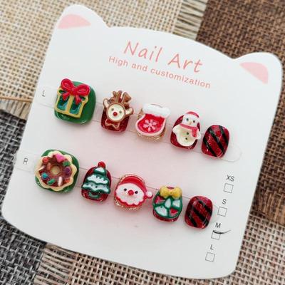 Christmas Handmade Cartoon Nail Stickers for Girls (Ages 3-12)