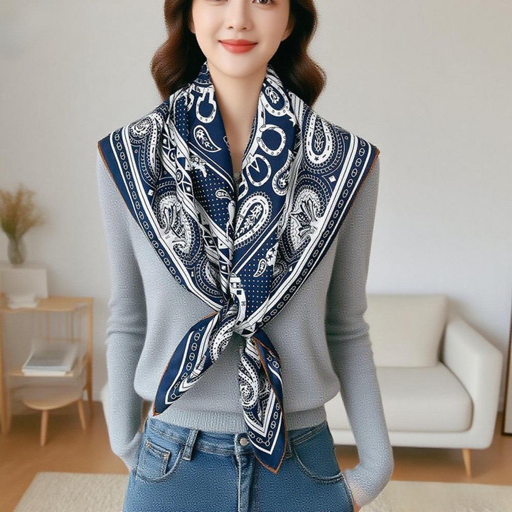 Autumn 90 Twill Silk 14 Momme Mulberry Silk Square Scarf Shawl - Live Simple Collection