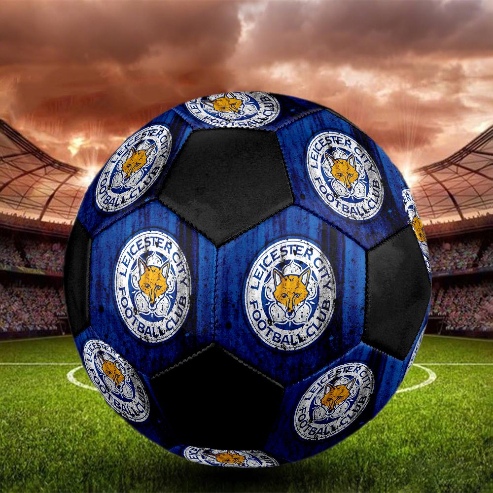Pallone da Calcio Leicester City taglia 5, colorato, adatto a tutte le età, cucito a macchina, materiale PVC, qualità da competizione, durevole e ad alto rimbalzo