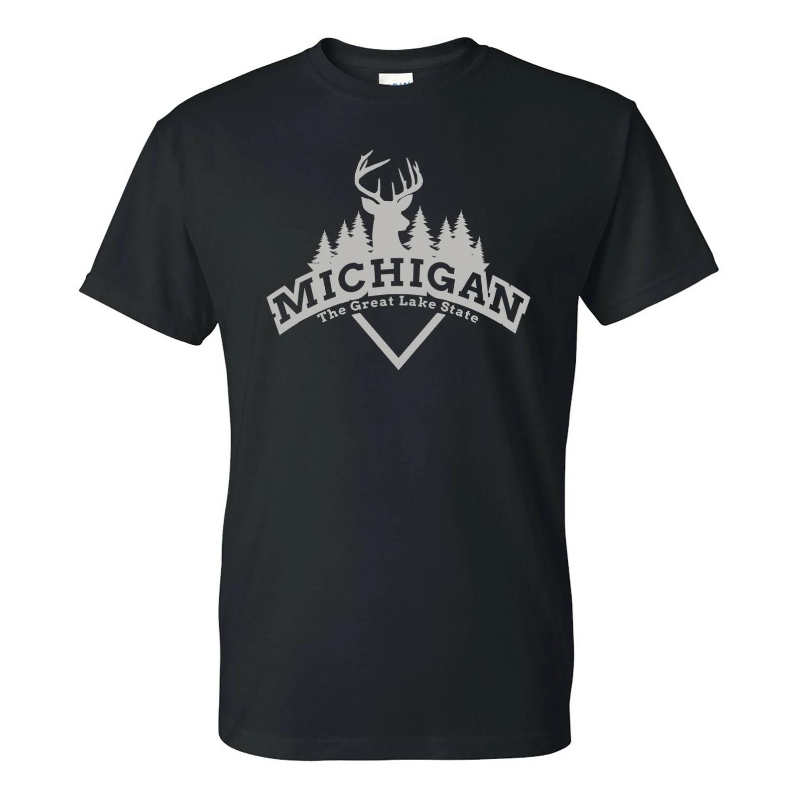 Michigan Deer Arch - Hometown State Pride T Shirt - Black M