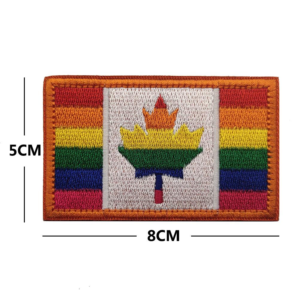 Rainbow Striped Embroidered Cloth Patch Badge Backpack with Velcro