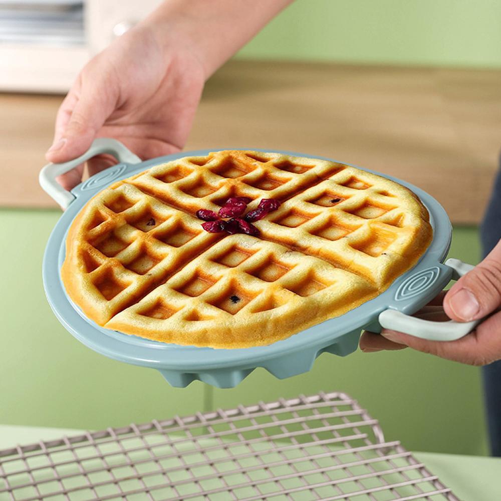 Runde Waffeln Silikonform mit Griff Wiederverwendbare praktische Backformen Küchenzubehör