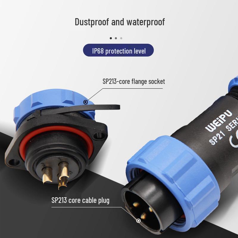 9-Pin SP21 Flange Socket, IP67 Waterproof Aviation Connector