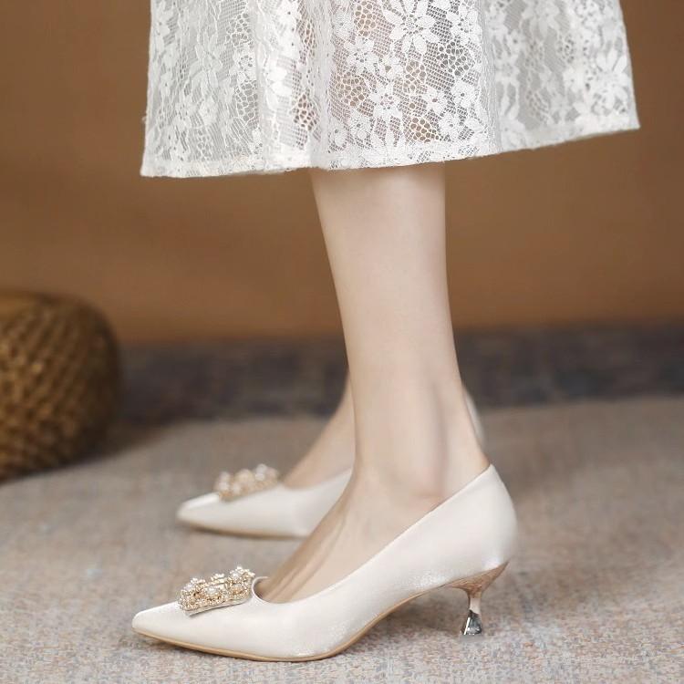 French Temperament High Heels Women's Stiletto Celebrities High-end Niche Design Bride Chinese Xiuhe Two Wear Wedding Shoes