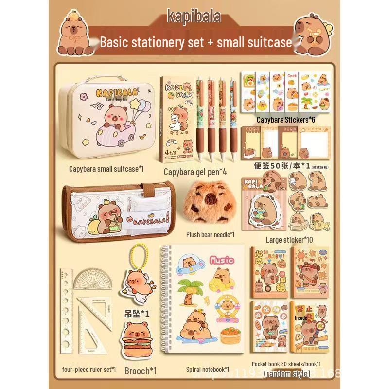 Capybara School Stationery Gift Box: Cute Pencil Case & Supplies Set for Students