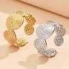 French Retro Adjustable Gold-Plated Ribbed Stainless Steel Ring