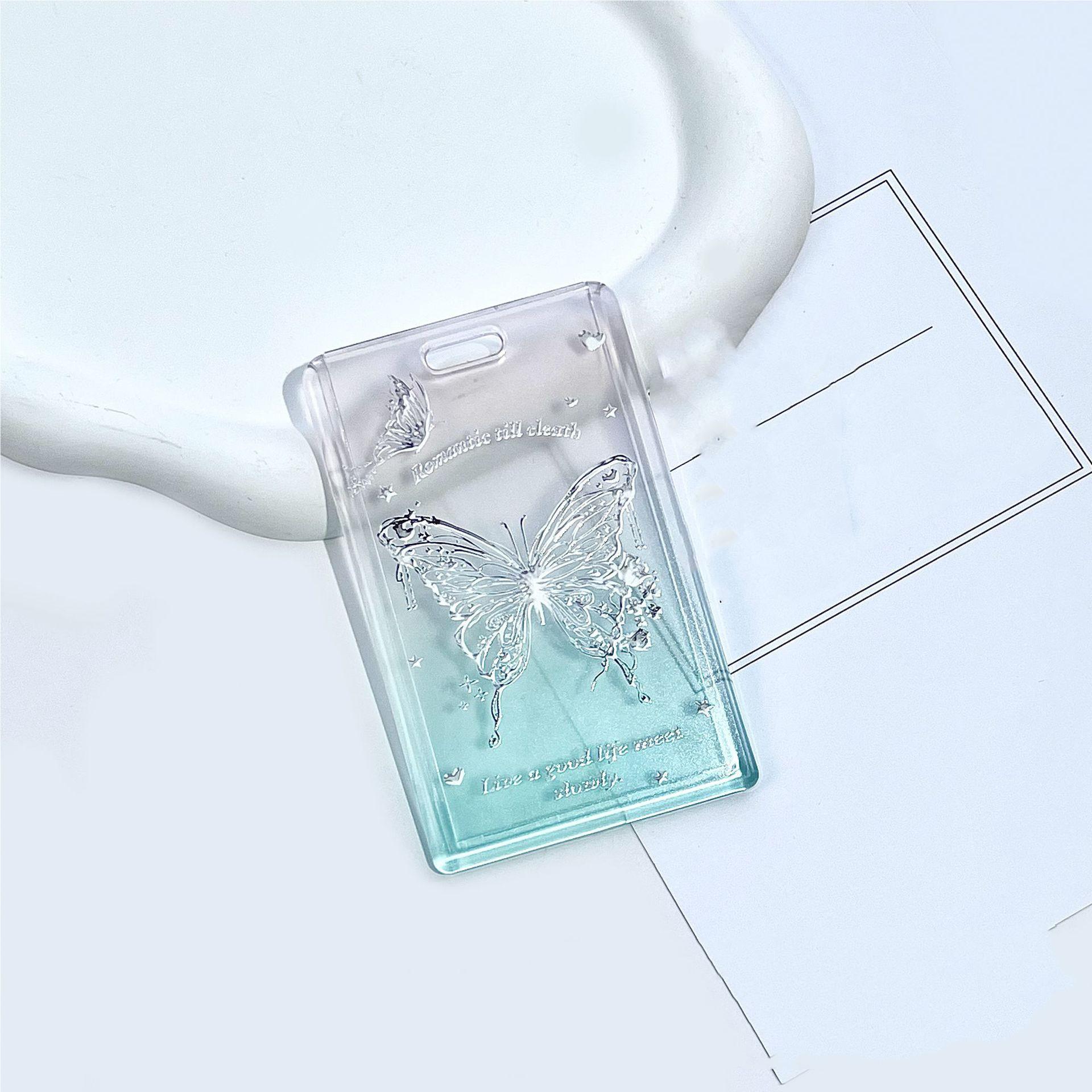 

Эстетический прозрачный держатель для удостоверения личности с бабочкой, брелок для ключей для офиса, студентов, метро, автобуса, карточек на еду для девушек в стиле Kpop