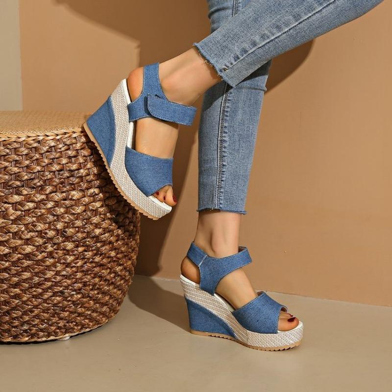 Mode Keilabsatz Plateau Peep Toe 2025 Neue Damen Sandalen Damenschuhe Komfort Sommer Designerschuhe