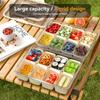 Snackle Box Container, Divided Serving Tray with Lid and Handle, Adding Cutlery Organizer with Fruit Forks and Spoons, Snackle