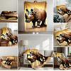 Rhino Flannel Blanket - Soft Plush All-Season Luxury Throw, Machine Washable & Golden Rhino Graphic Design, Durable
