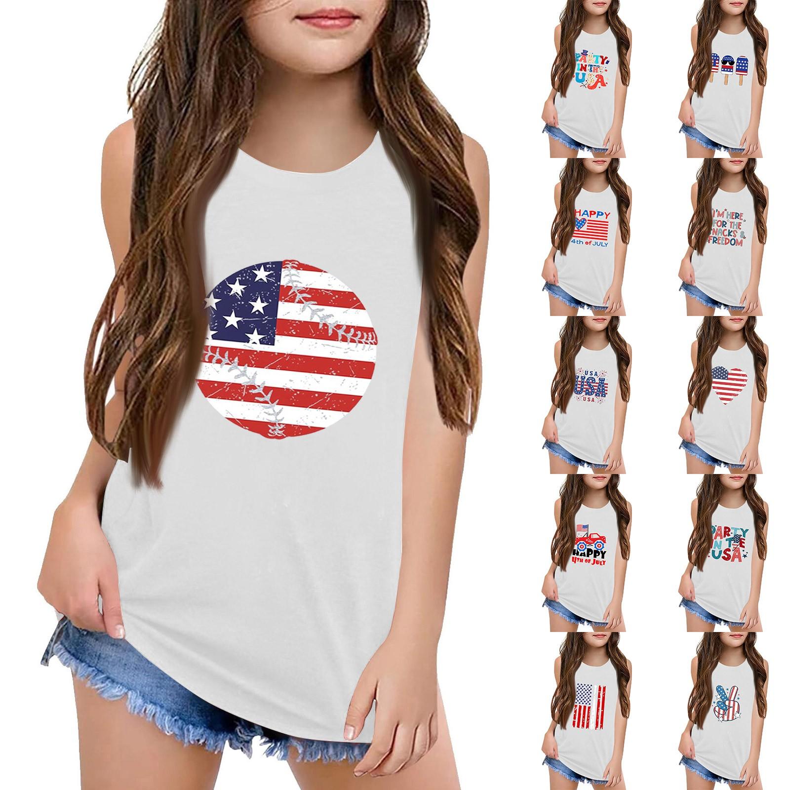 

Girls Kids Summer Crewneck Sleeveless Shirts Tank Tops 160