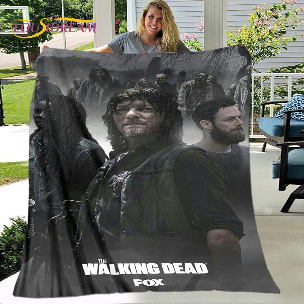 The Walking Dead Korku Yumuşak Peluş Battaniye, Flanel Battaniye Atmak Battaniye Oturma Odası Yatak Odası Yatak Kanepe Piknik Örtüsü Bettdecke