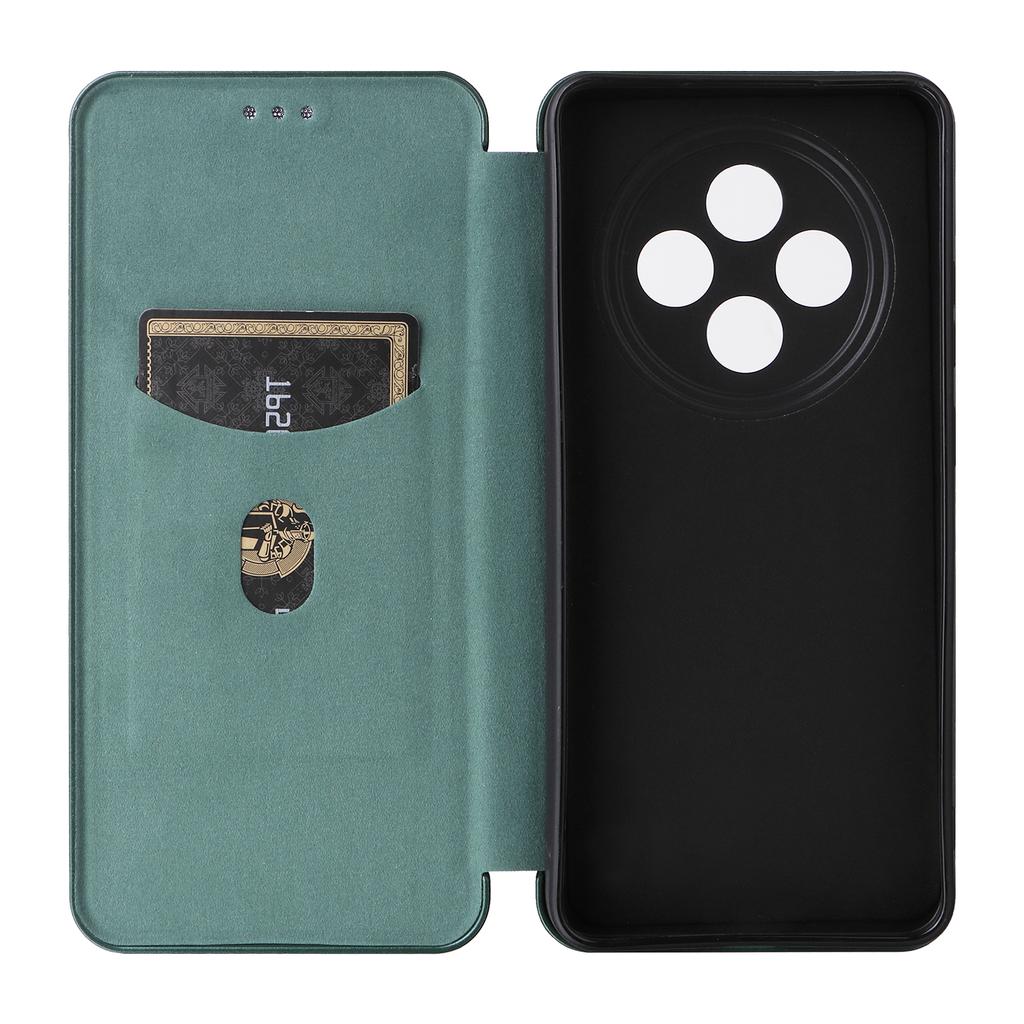 For Oppo Reno12 F 5G Case Carbon Fiber Texture Leather Phone Cover with Card Slot