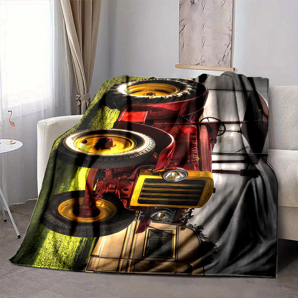 1Pc Vintage Tractor Reflection Blanket Soft And Comfortable Casual Warm Camping Travel Christmas Halloween Xmas Gift M928375
