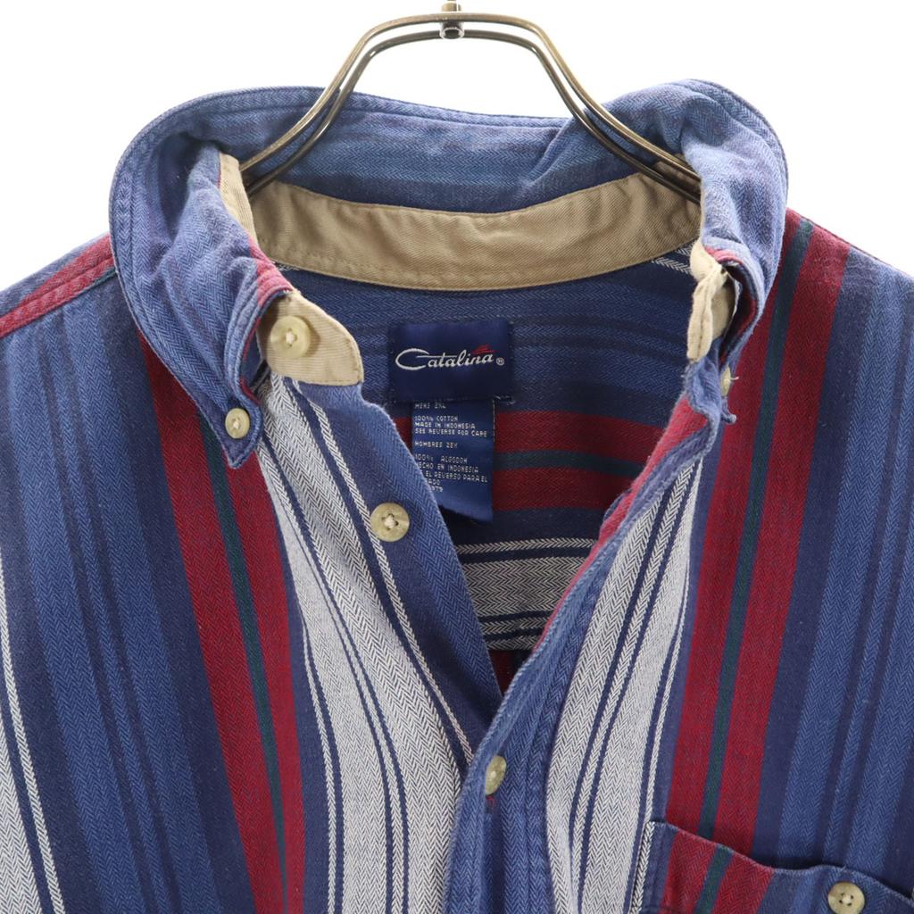 Catalina 90s 00s Old Striped Pattern Short Sleeve Button Down Shirt Biggs Men's Used