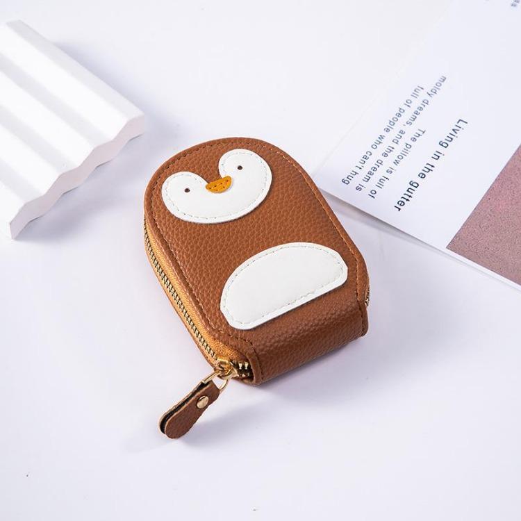 Cute Penguin Pu Leather Card Wallet Large Capacity Organizer with Multi Card Slots and ID Document Holder Women Card Bag