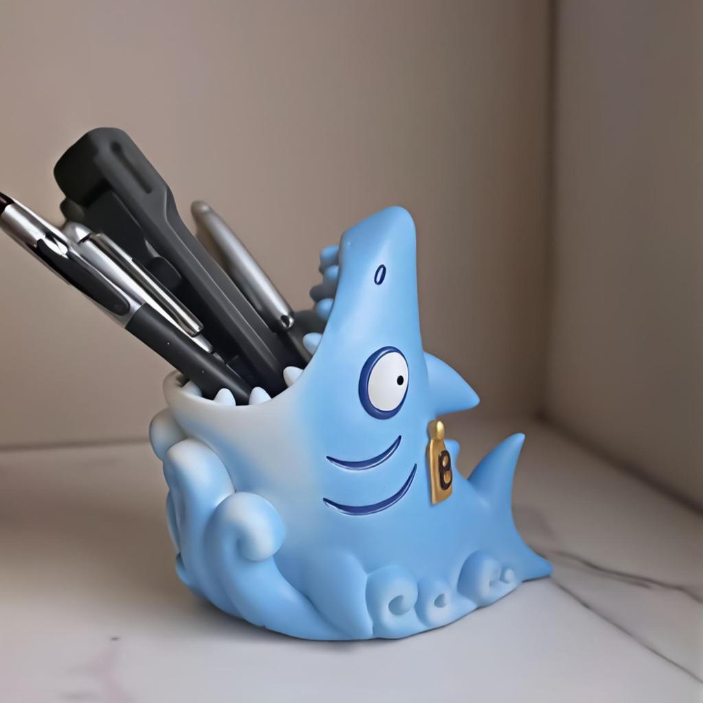 Cartoon Animal Toothbrush Holder Cute Shark Storage Stand Makeup Brush Countertop Organizer Bathroom Decoration
