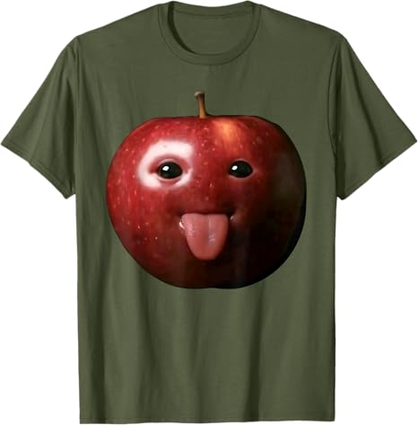 Lustiges albernes KI Apfel Gen Z Meme Gehirnfäule Humor Zunge raus T-Shirt Obstliebhaber Y2k Kunst Ästhetik Oberteile Sigma Apfel Rizz Spruch T-Shirt
