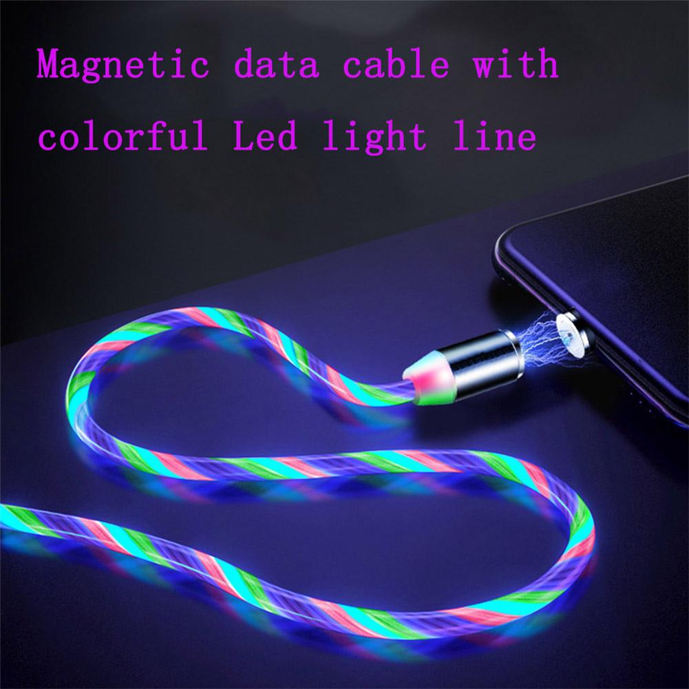 Data Line LED Magnetic Micro USB Cable Android Type-C IOS Fast Charging Cable for Mobile Phone