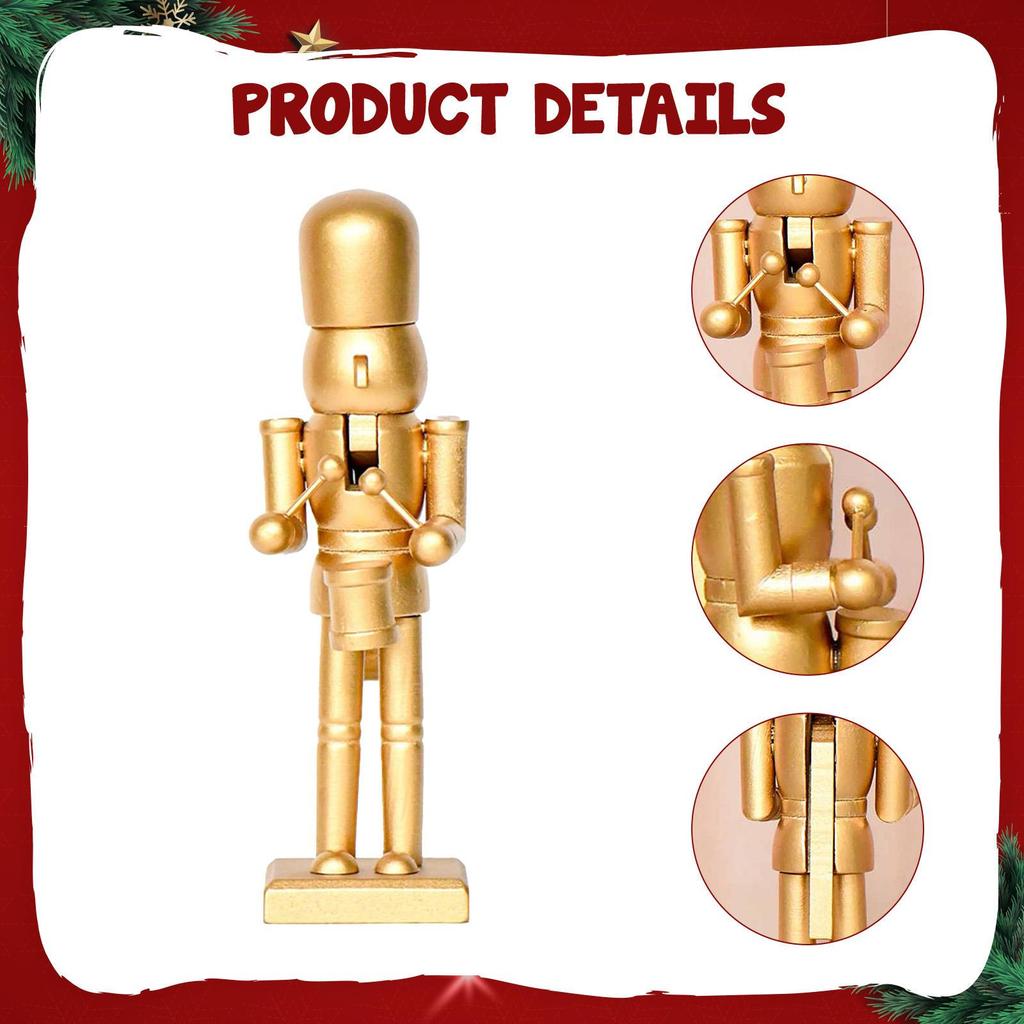 Nutcracker Figurine Xmas Ornament Christmas Decor Statue Wooden Sculpture for