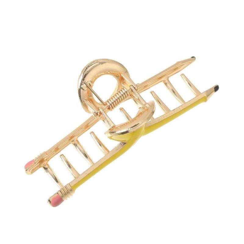 Aesthetic Pencil Hair Claw Clip Strong Hold Claw Clip Ponytail Holder for School Student Teachers Day Gifting Supply