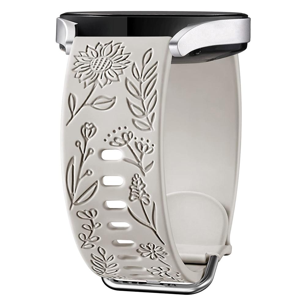 

For Garmin Vivomove 3/Forerunner 645/Samsung Gear S2 Classic Universal 20mm Carving Flower Silicone Watch Strap Grey