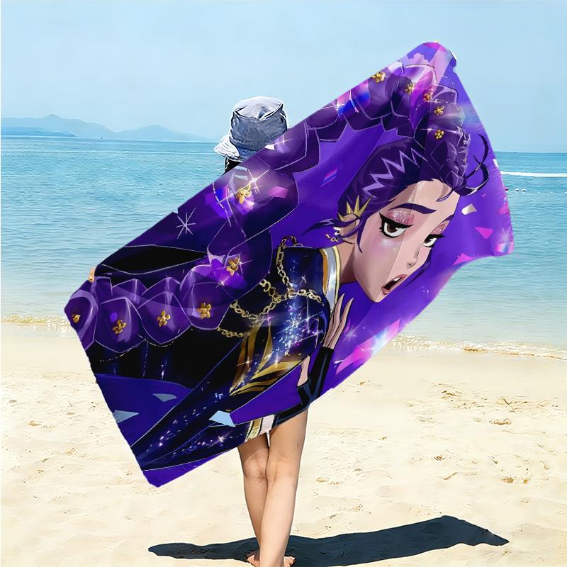 1Pc Purple Hair Rumi Artwork Beach Towel Microfiber Beach Towel Thin Absorbent For Beach Swimming Yoga Bath Sports 0917196