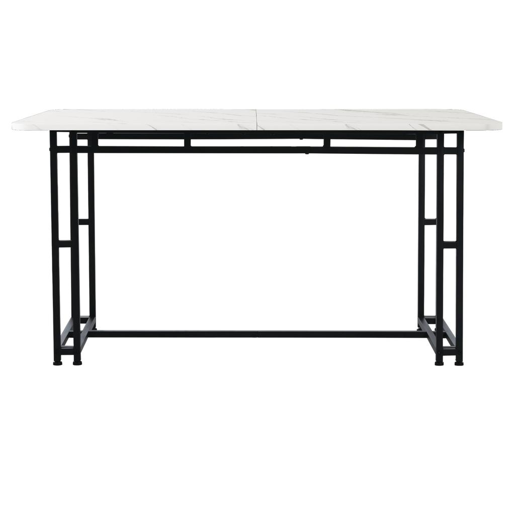 120x70cm Light Luxury Dining Table, Metal Frame, Rectangular Modern Kitchen Table with Metal Legs for Dining Room Living Room, Black Table Legs