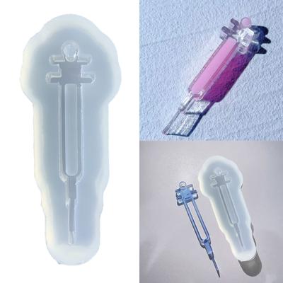 Aguja para bricolaje adorno de tubo arenas movedizas molde de silicona epoxi DIY llavero colgante joyería artesanal molde para regalo de cumpleaños