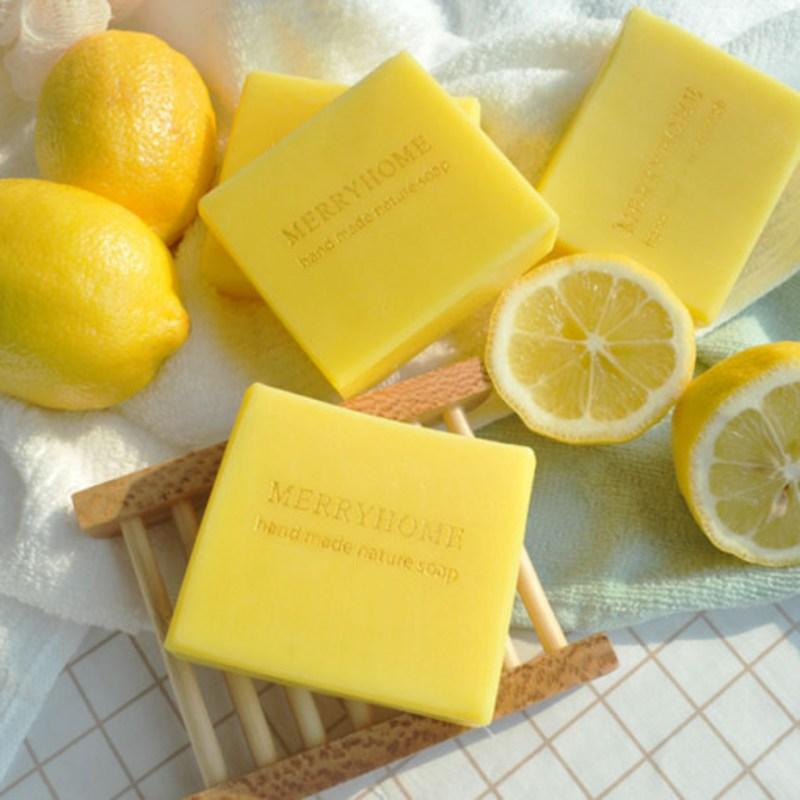 Mary Home Fresh Lemon Handmade Natural Soap Hypoallergenic All-in-One Facial Cleansing Soap for Acne-Prone Skin, 1 pcs