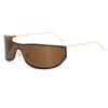 American retro YK futuristic integrated large frame sunglasses metal thin leg rivets windproof sunshade sunglasses