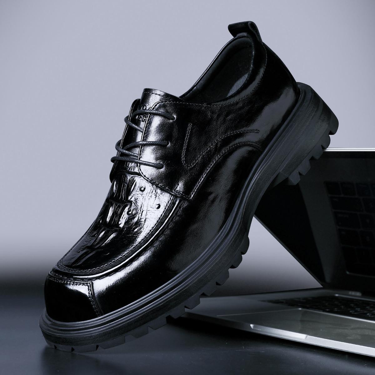 

2025 мужские деловые кожаные туфли с круглым носком, туфли дерби в британском стиле, первый слой коровьей кожи, трендовые универсальные свадебные туфли, черные 43