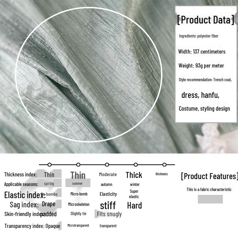 Lustrous Micro-Outline Blue-Purple Pleated Designer Shirt Dress Fabric