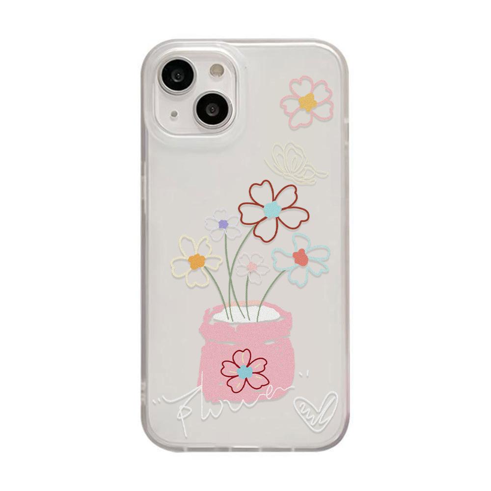 ins cartoon flower for iPhone17ProMax soft case Apple 17 matte mobile phone case 16/15 anti-drop 14