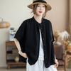 Johnature Women Vintage Shirts Tops Summer Chinese Style Solid Color Blouses Short Sleeve Pockets Female Shirts