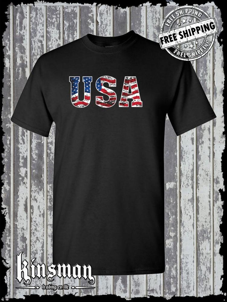 

USA Flag Distressed Logo T-Shirt American Flag United States Army Military L